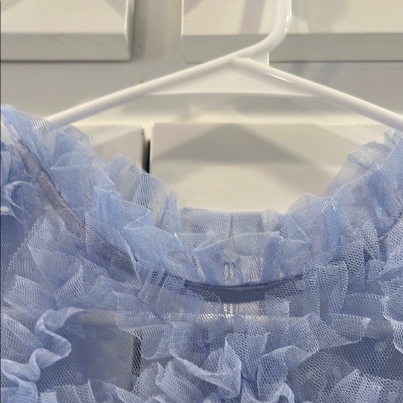 Elegant Blue Ruffled Prom Dress - Picture 10 of 13